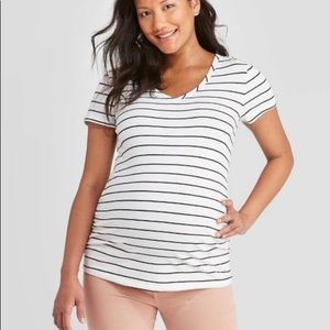 Isabel Maternity Short Sleeve V-Neck Side Shirred Maternity T-Shirt